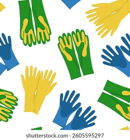 Vector seamless pattern with cleaning gloves. Pattern for packaging, business cards and wallpaper. Image of rubber gloves