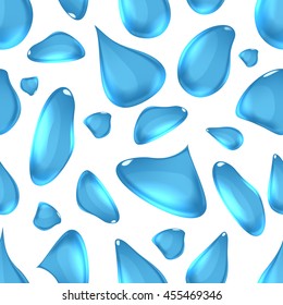 Vector seamless pattern of Clear Realistic Water Drops on transparent background