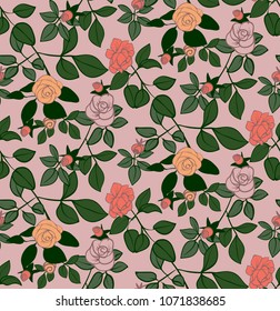Vector seamless pattern climbing rose