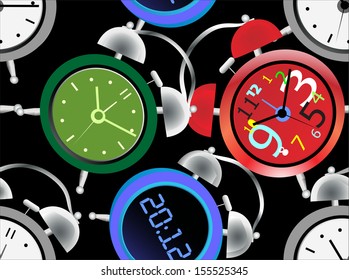 Vector seamless pattern with clock