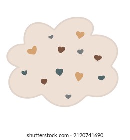 Vector seamless pattern with cloud and hearts in baby boho style. Boho style nursery decoration.