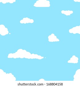 vector seamless pattern of clouds on blue background