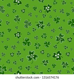 Vector Seamless Pattern With Clover Leaves. Saint Patrick s Day Background.