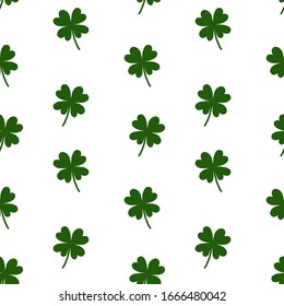 Vector seamless pattern with clover leaves on a white background. Suitable for St. Patrick's Day or spring design.