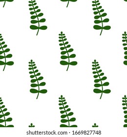 Vector seamless pattern with clover leaves on a green background. Suitable for St. Patrick's Day or spring design. For the design of fabric, wrapping paper, wallpaper.