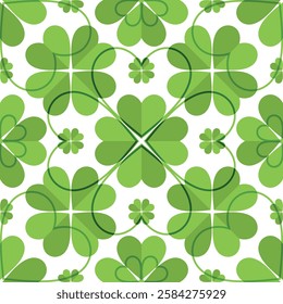 Vector seamless pattern with clover leaves to the st. patrick`s day on a transparent background. For textile, wallpaper and packaging
