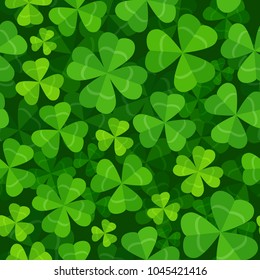 Vector Seamless Pattern With Clover Three And Four Leaves 