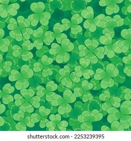 Vector seamless pattern with clover three and four leaves