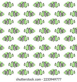 Patrón de vectores sin fisuras con peces payasos.Criaturas de dibujos animados subacuáticos.Fondo marino.Patrón oceánico de tela, ropa infantil, textiles, papel envolvente