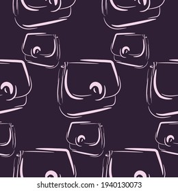 vector seamless pattern with clutch bag on dark purple background