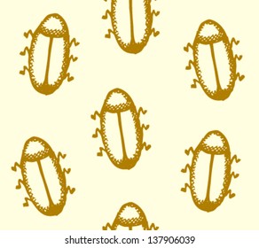 Vector seamless pattern with cockroach in sketch style