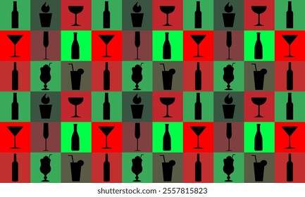 Vector seamless pattern of cocktail bar