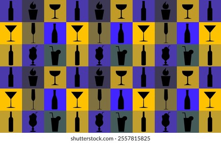 Vector seamless pattern of cocktail bar