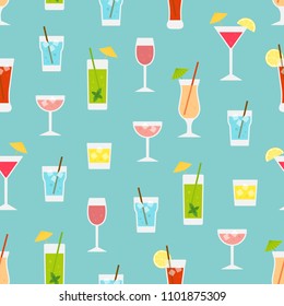 Vector seamless pattern with cocktails.