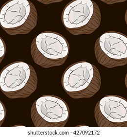 Vector seamless pattern with coconut (2)