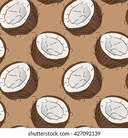 Vector seamless pattern with coconut (3)