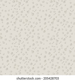 Vector seamless pattern with coffee beans and cups