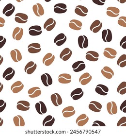 Vector seamless pattern of coffee beans on a white background