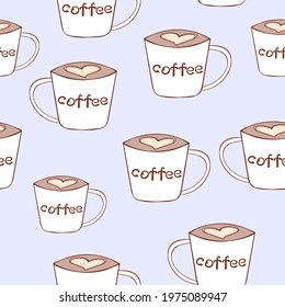 Vector seamless pattern with coffee cups