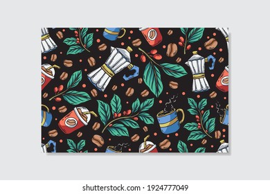 vector seamless pattern coffee, the design can be used for print and digital needs