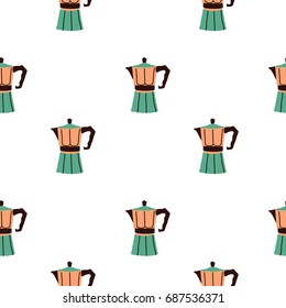 Vector seamless pattern with coffee pot on the white background