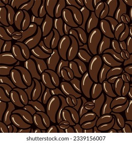 
Vector seamless pattern for coffee shop. Vector seamless pattern with coffee beans on beige background in retro style.Cafe morning coffee sketch backdrop