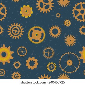 Vector seamless pattern with cogs and gears