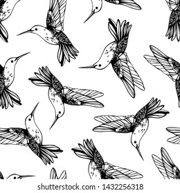 Vector seamless pattern with colibri.