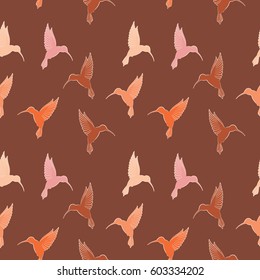 Vector seamless pattern with colibri