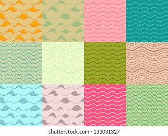 Vector seamless pattern collection. Abstract shapes and waves.