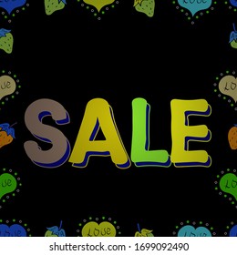 Vector. Seamless pattern. Collection with style backgrounds for your project, commercial banner, flayer, animation, advertisement, sale, frame. Sale lettering in yellow, blue and black colors.