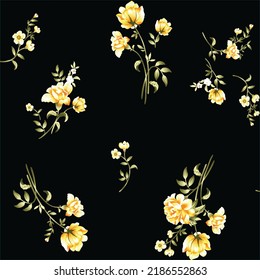 Colección de patrones sin fisuras del vector.Flores silvestres, hojas, ramas, lienzos de diseño de patrón repetido.patrón floral sin fisuras.