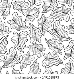 Vector Seamless Pattern Colocasia esculenta . Tropical plant. Taro