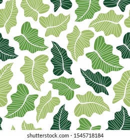 Vector Seamless Pattern Colocasia esculenta . Tropical plant.Taro
