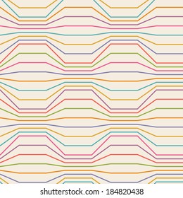 Vector seamless pattern of color broken lines. Geometric latticed background. Simple abstract ornamental illustration for print and web