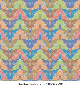 Vector seamless pattern with color butterflies. Decorative background for print, web. Combinatorial ornamental illustration
