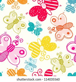 Vector seamless pattern with color butterfly