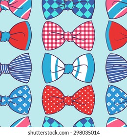 Vector Seamless Pattern With Color Butterfly Tie.