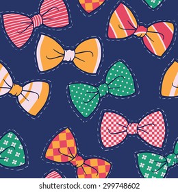 Vector seamless pattern with color butterfly tie.