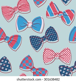 Vector seamless pattern with color butterfly tie.