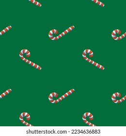Vector seamless pattern with color candy cane, in flat style. Festive bright backgrounds and textures for Merry Christmas and happy New Year