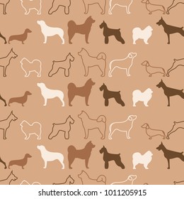 Vector seamless pattern of color dogs