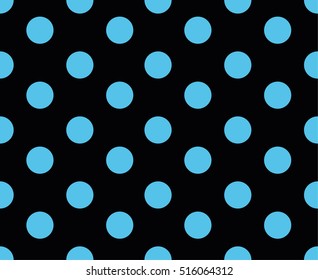 Vector seamless pattern of color dots on black background. Pop art