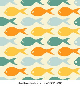 Vector seamless pattern with color fishes