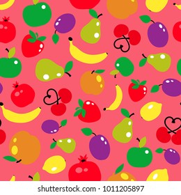Vector seamless pattern of color fruits
