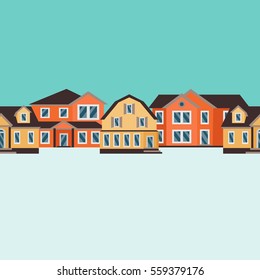 Vector seamless pattern of color houses