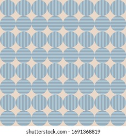 Vector seamless pattern - color pastel blue striped circles 
