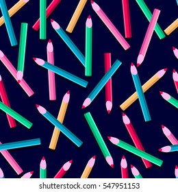 Vector seamless pattern. Color pencils.