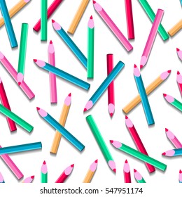 Vector seamless pattern. Color pencils.