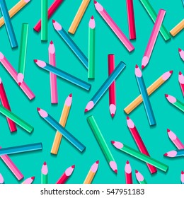 Vector seamless pattern. Color pencils.